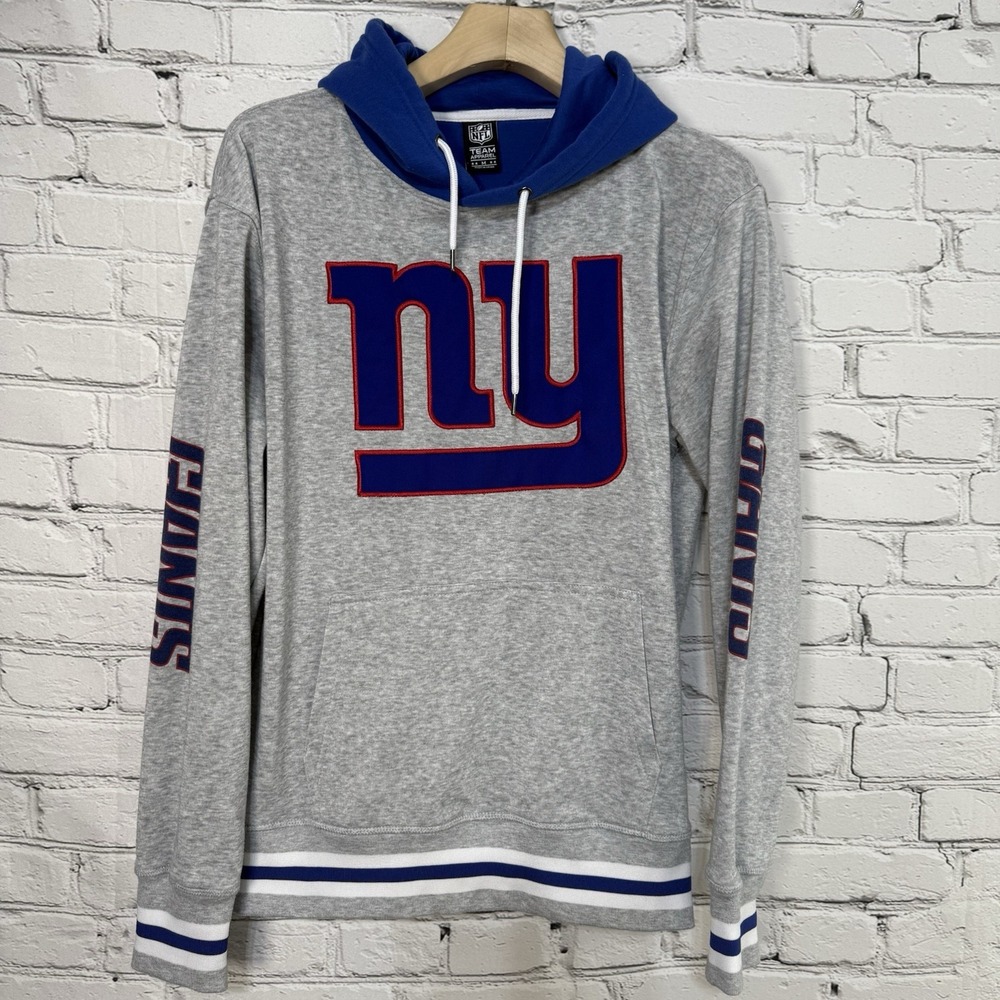 New York Giants NFL Team Apparel Pullover Hoodie M Gray Blue Soft Embroidered‎